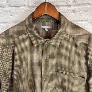 Toad & Co Mens Green Plaid Button Long Sleeve Zip Pocket Wool Blend Medium Flaw*